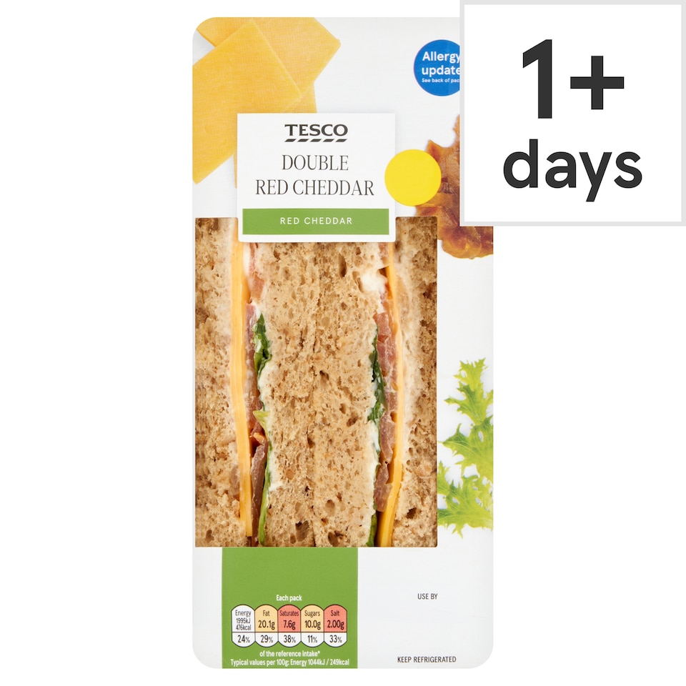 Tesco Double Red Cheddar Sandwich 191G