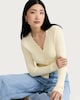 image 1 of F&F Ribbed Scalloped Edge Button Up Cardigan in Yellow
