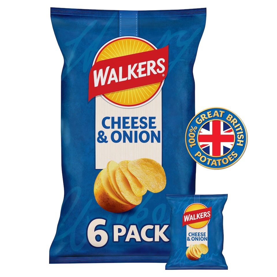 image 1 of Walkers Cheese & Onion Multipack Crisps 6x25g