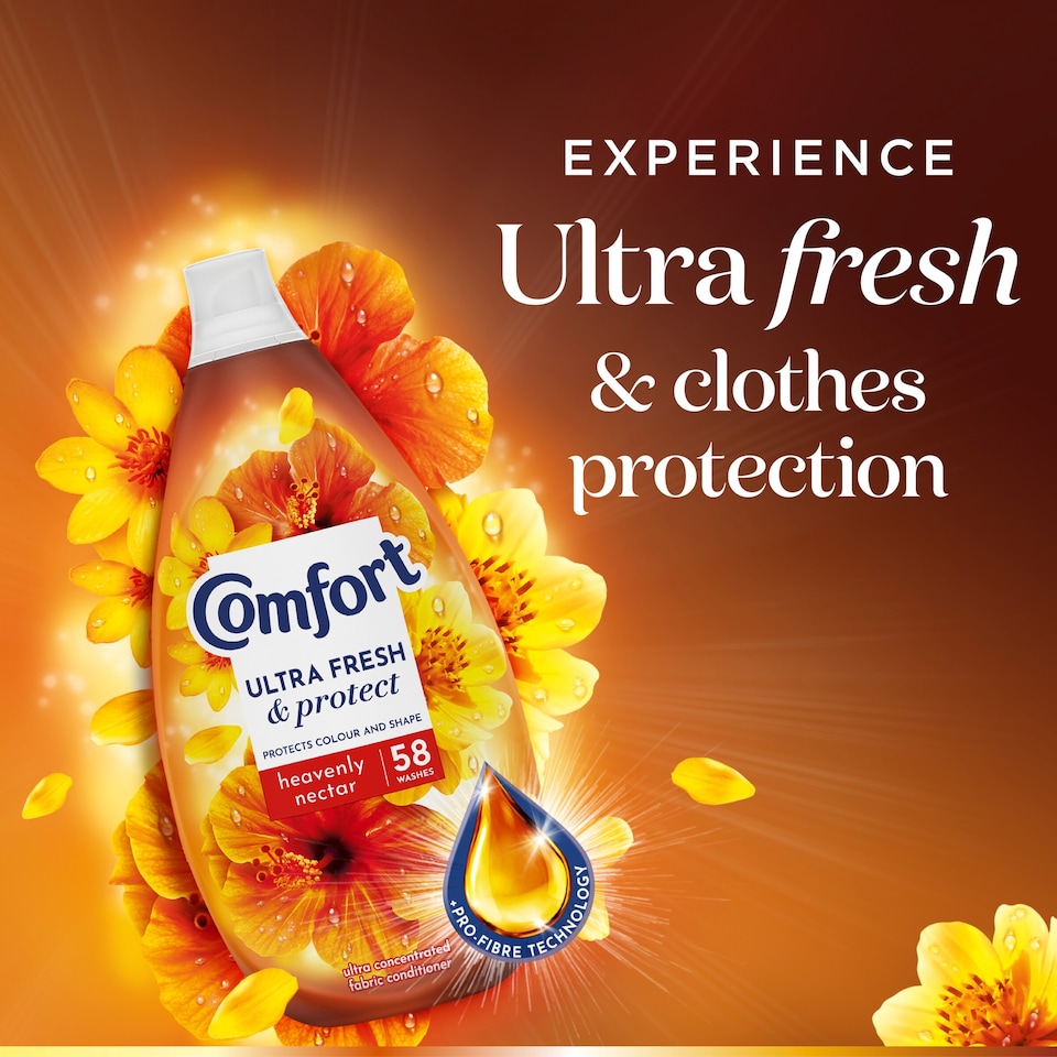 image 1 of Comfort Ultra Fresh & Protect Fabric Conditioner Heavenly Nectar 58 Washes 870ml