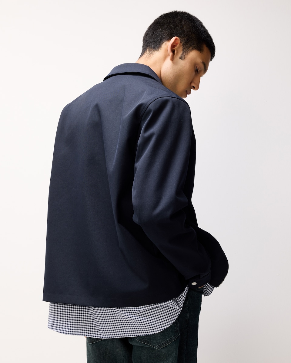 image 1 of F&F Twill Textured Zip Up Jacket in Navy