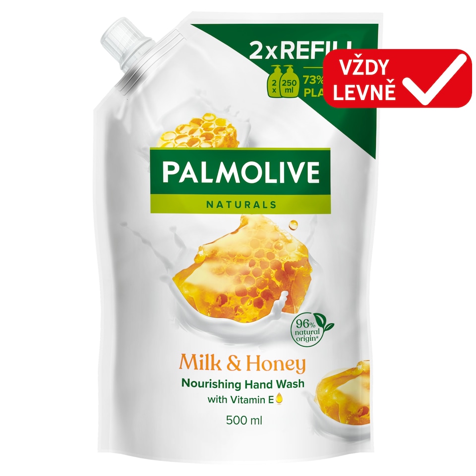 Obrázek 1 pro produkt Palmolive Naturals Honey & Milk tekuté mýdlo náhradní náplň 500ml