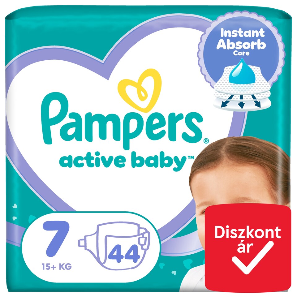 Pampers Active Baby Pelenka, Méret: 7, 44 db Pelenka, 15kg+  1. kép