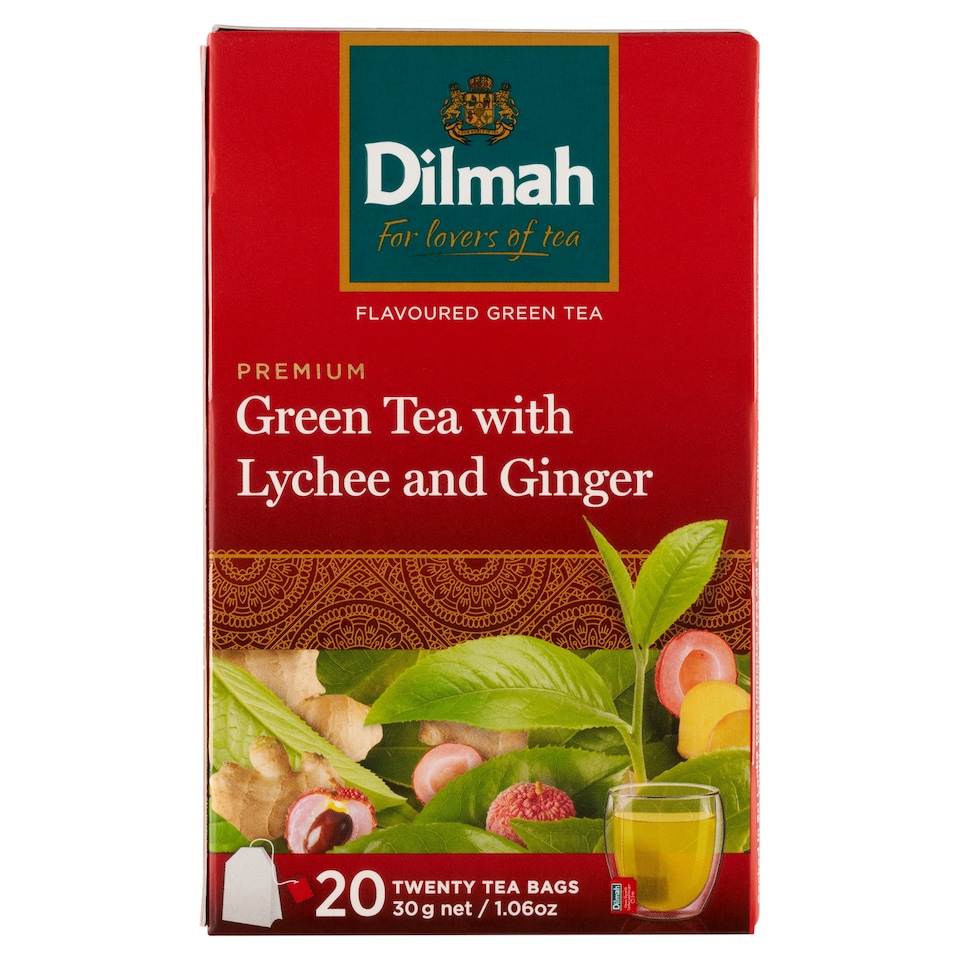 Dilmah filteres zöld tea gyömbér és licsi aromával 20 filter 30 g 1. kép