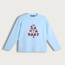 F&F Santa Baby Sequin Slogan Jumper in Blue