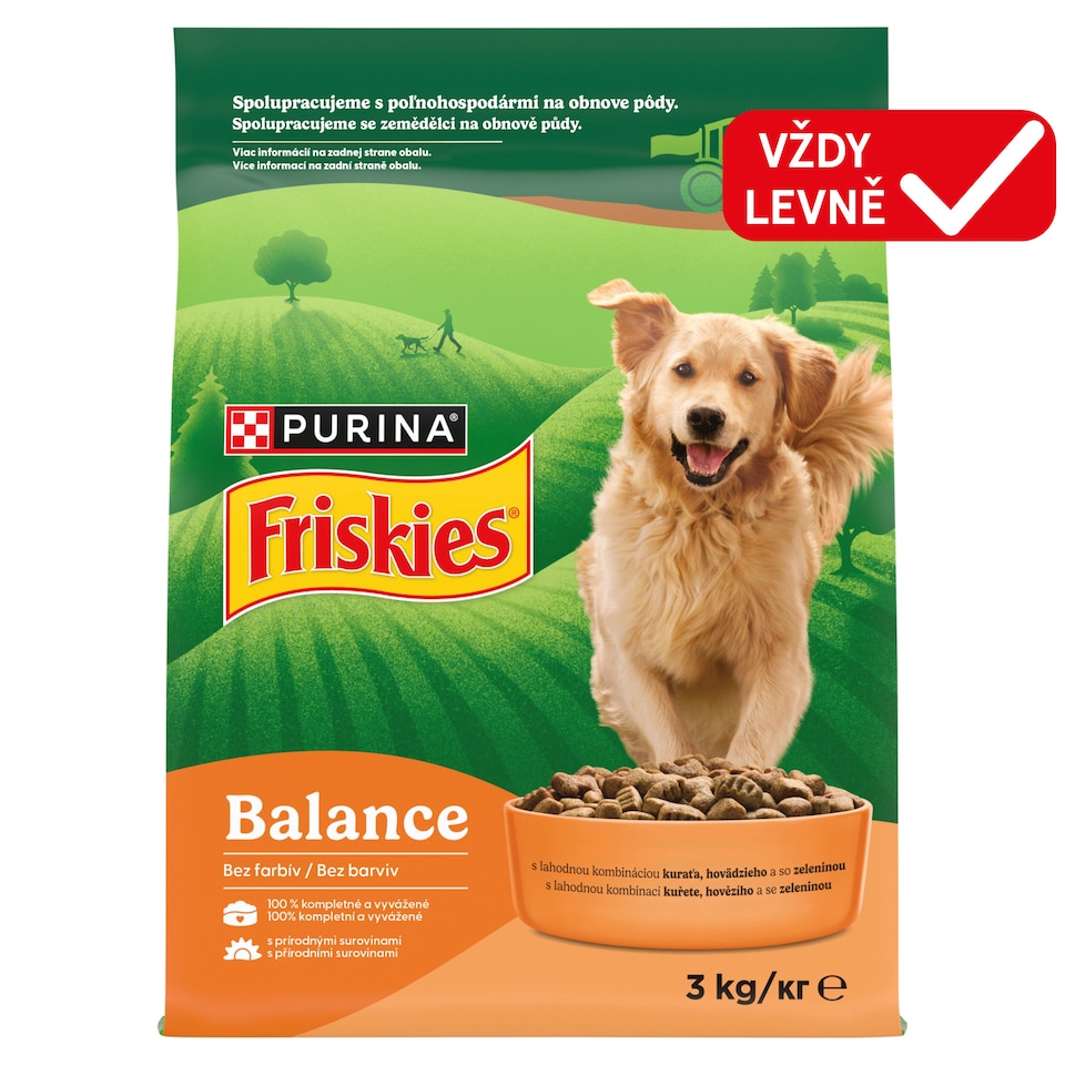 Friskies Balance granule pro psy kuře, hovězí, zelenina 3kg