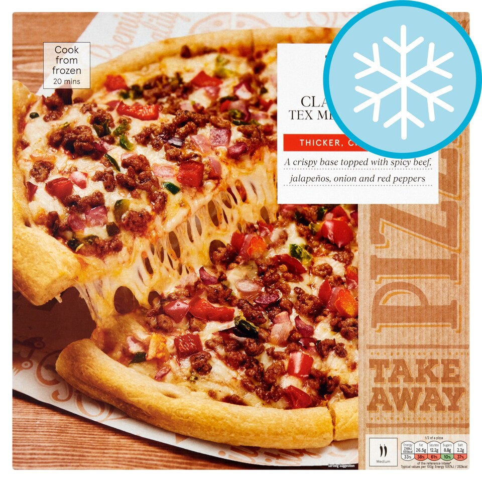 Tesco Classic Crust Tex Mex Chilli Beef Pizza 552G