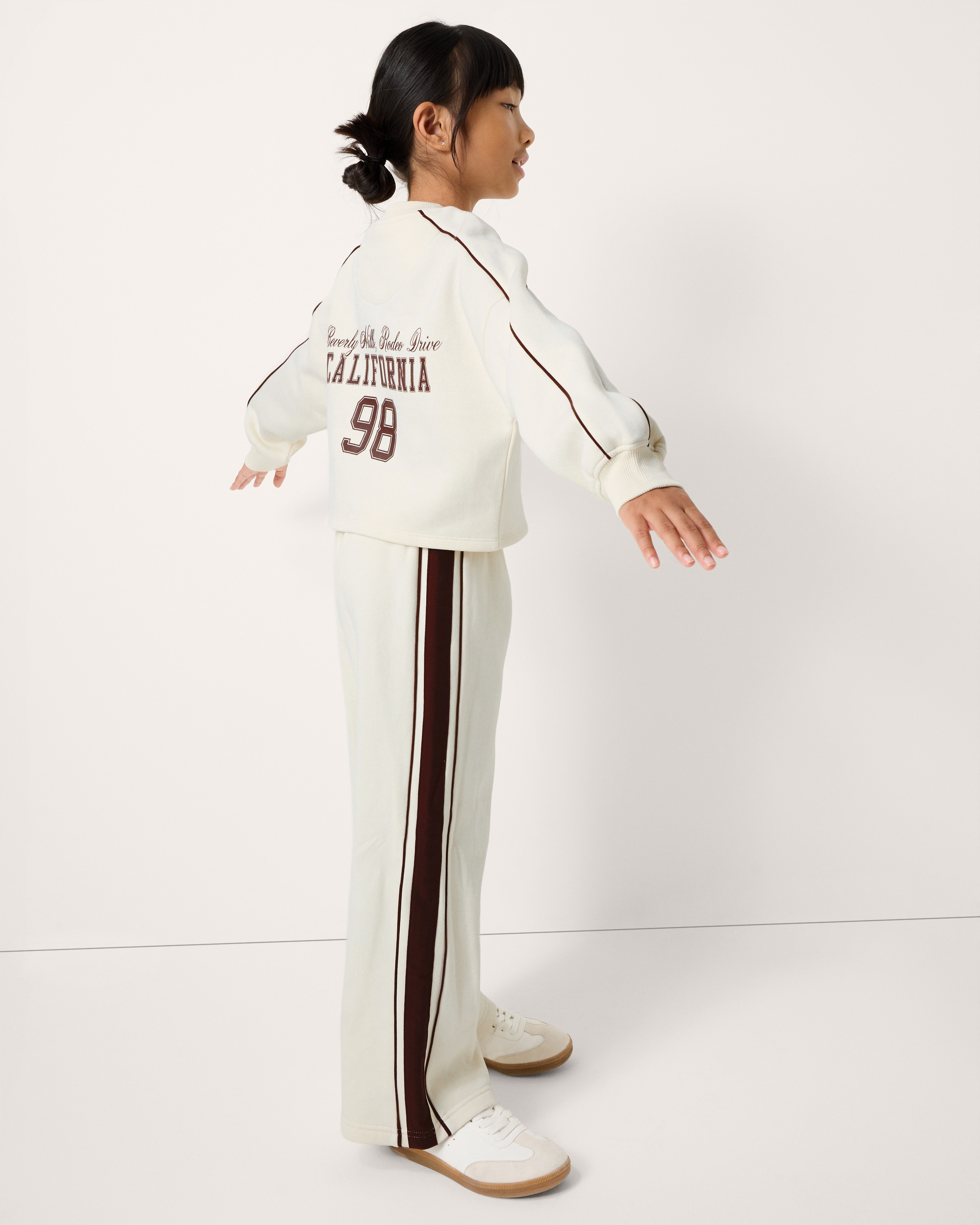 F&F Active Girls AFTERCLASS Sweatshirt and Trousers Set in Cream