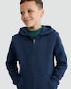 image 2 of F&F Boys Cotton Rich Pocket Front Zip Through Hoodie in Navy