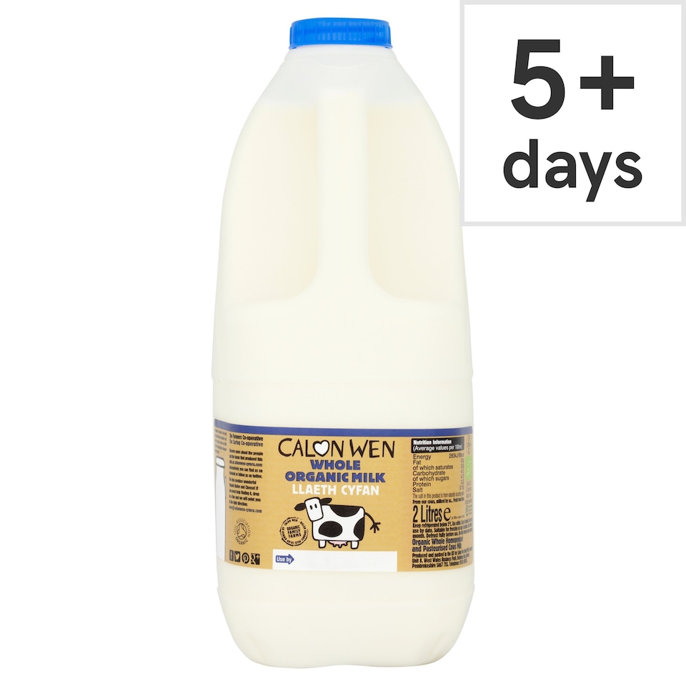 Calon Wen Organic Whole Milk 2 Litres