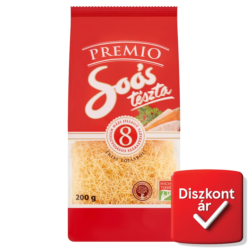 Soós Premio boglyascérna házi jellegű nyolctojásos száraztészta 200 g