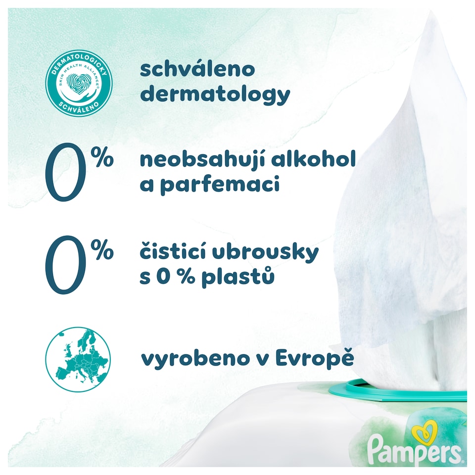 image 1 of Pampers Harmonie Aqua Dětské Čisticí Ubrousky 4 Balení = 192 Ubrousků