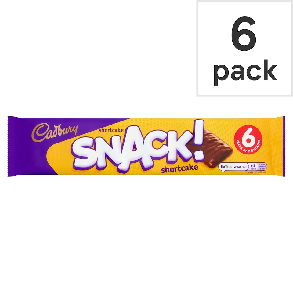 image 1 of Cadbury Snack Shortcake Chocolate Biscuits 6 Pack Multipack 120g