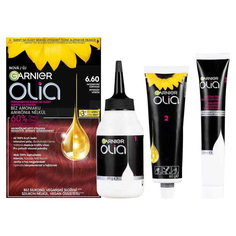 Garnier Olia permanentná farba na vlasy 6 .60 Intenzívna červená, 60 +60 +54 ml