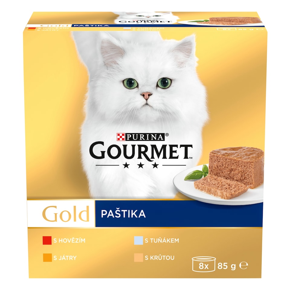image 1 of Gourmet Gold Canned Food for Cats Tuna, Liver, Turkey, Beef Pate 8 x 85 g