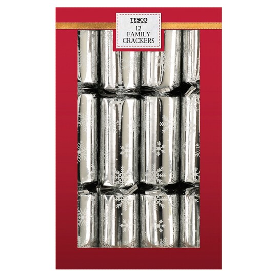 Tesco Silver Cube Christmas Crackers 12 Pack