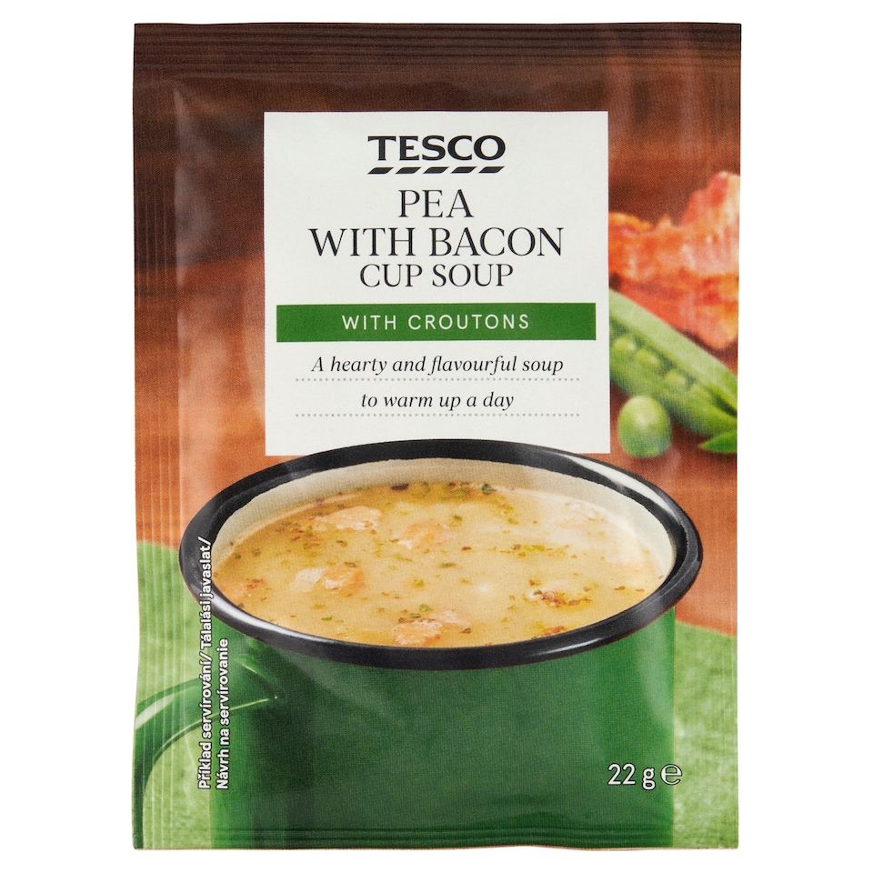 Tesco Pea with Bacon Cup Soup with Croutons 22 g