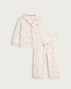 image 1 of F&F Girls Pure Cotton Floral Print Revere Pyjama Set in Cream