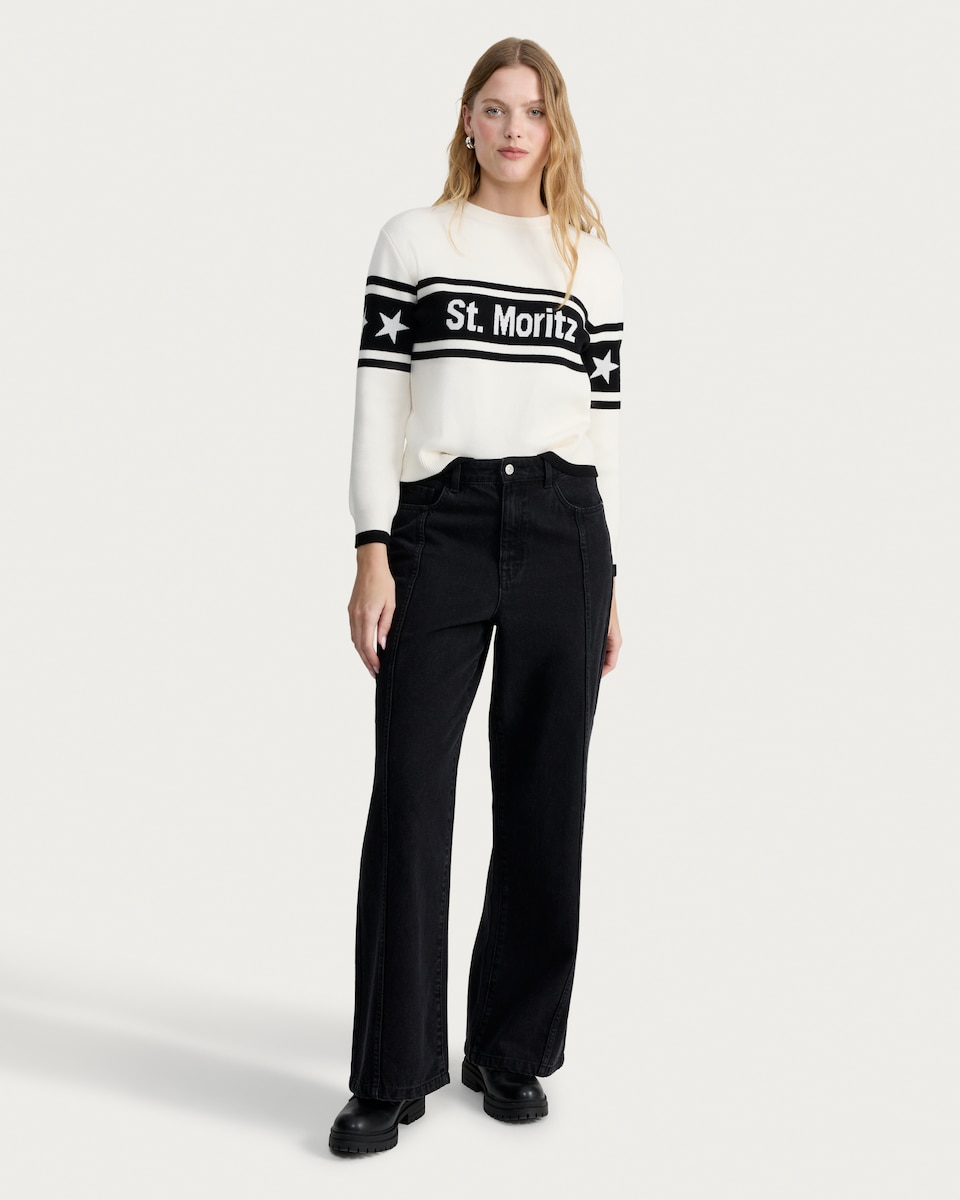 image 1 of F&F Knitted St. Moritz Slogan Jumper in Multi