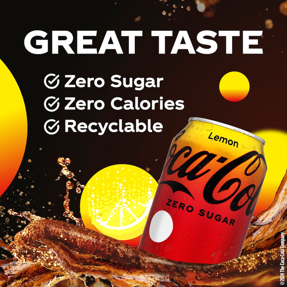 image 1 of Coca-Cola Zero Sugar Soft Drink - Lemon 330ml