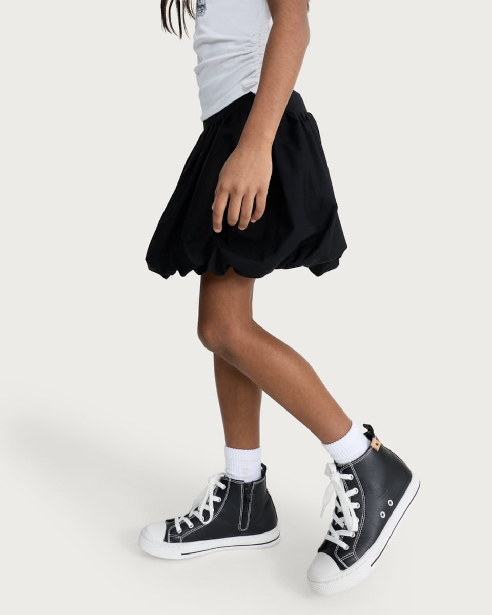 image 1 of F&F Girls Pure Cotton Bubble Hem Skirt in Black