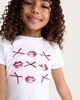 image 2 of F&F Girls Cotton Rich Lip Print T-Shirt in White