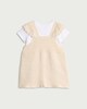 image 2 of F&F Baby 2-Piece Cotton Rich Knitted Ruffled Dress and Bodysuit Set in Gold