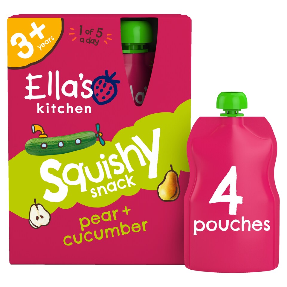 Ella's Kitchen Squishy Snack Pear + Cucumber 3+ Years 4 x 100g
