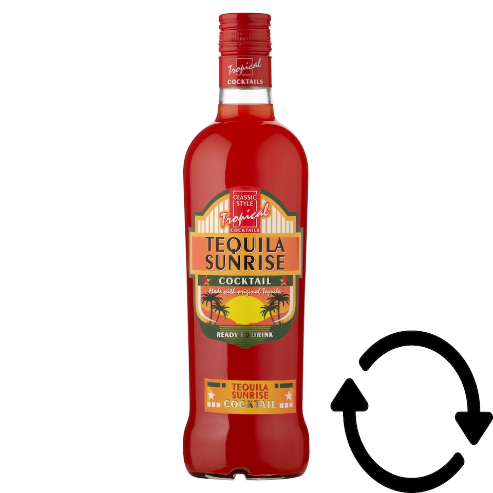 Tropical Classic Style Tequila Sunrise Cocktail Low-Alcohol Drink 7% 0,7 l