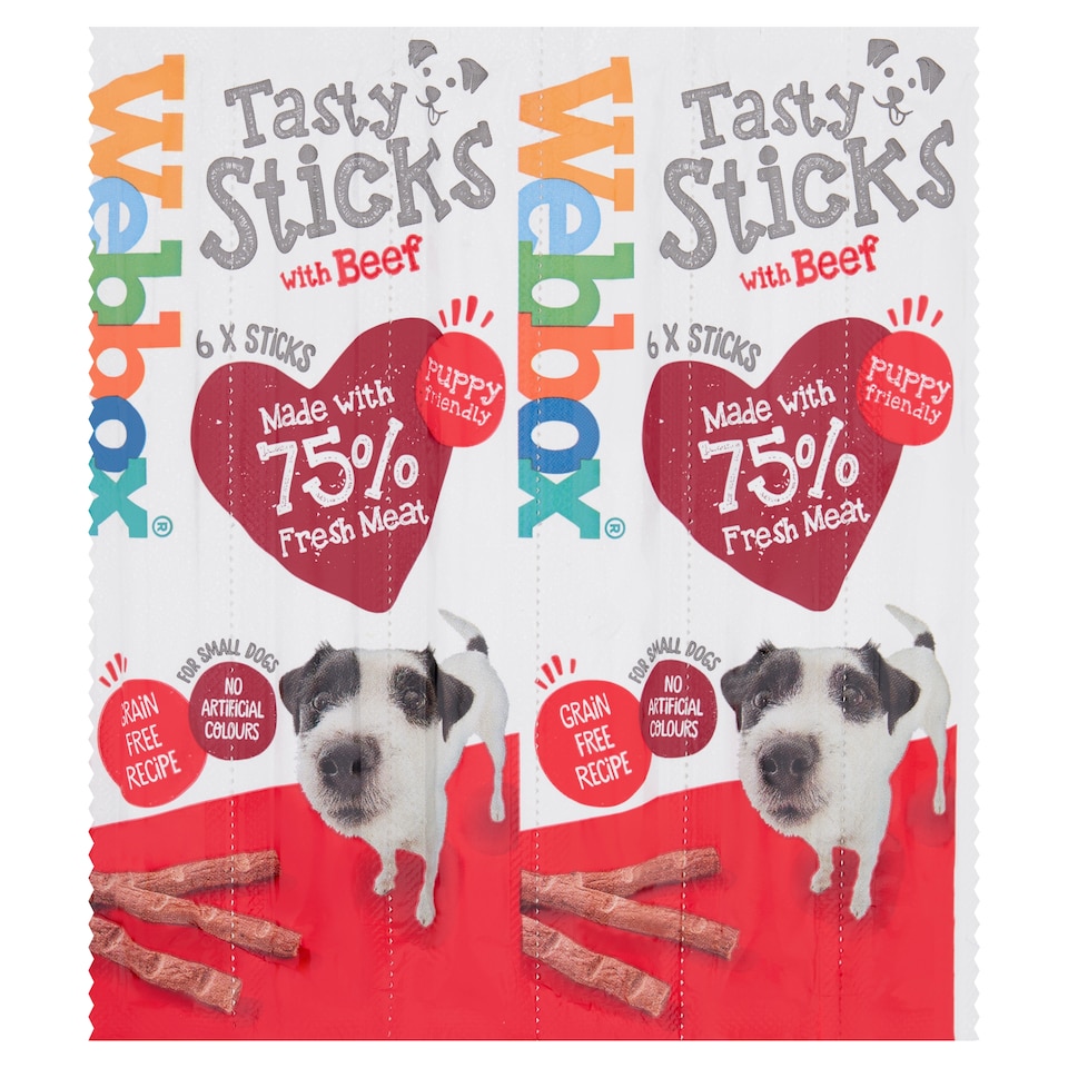 Webbox 6 Tasty Sticks with Beef For Dogs 30g