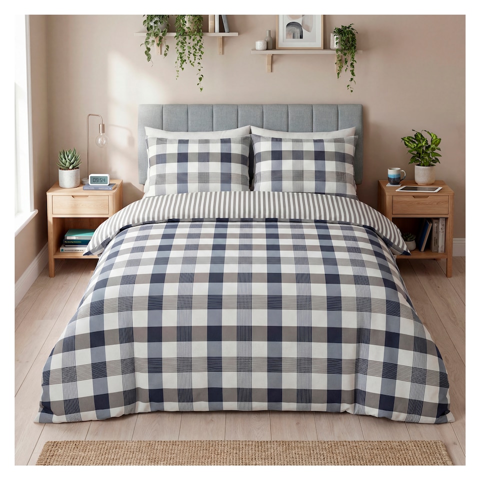 image 1 of Silentnight Supersoft Check Duvet Cover Set King