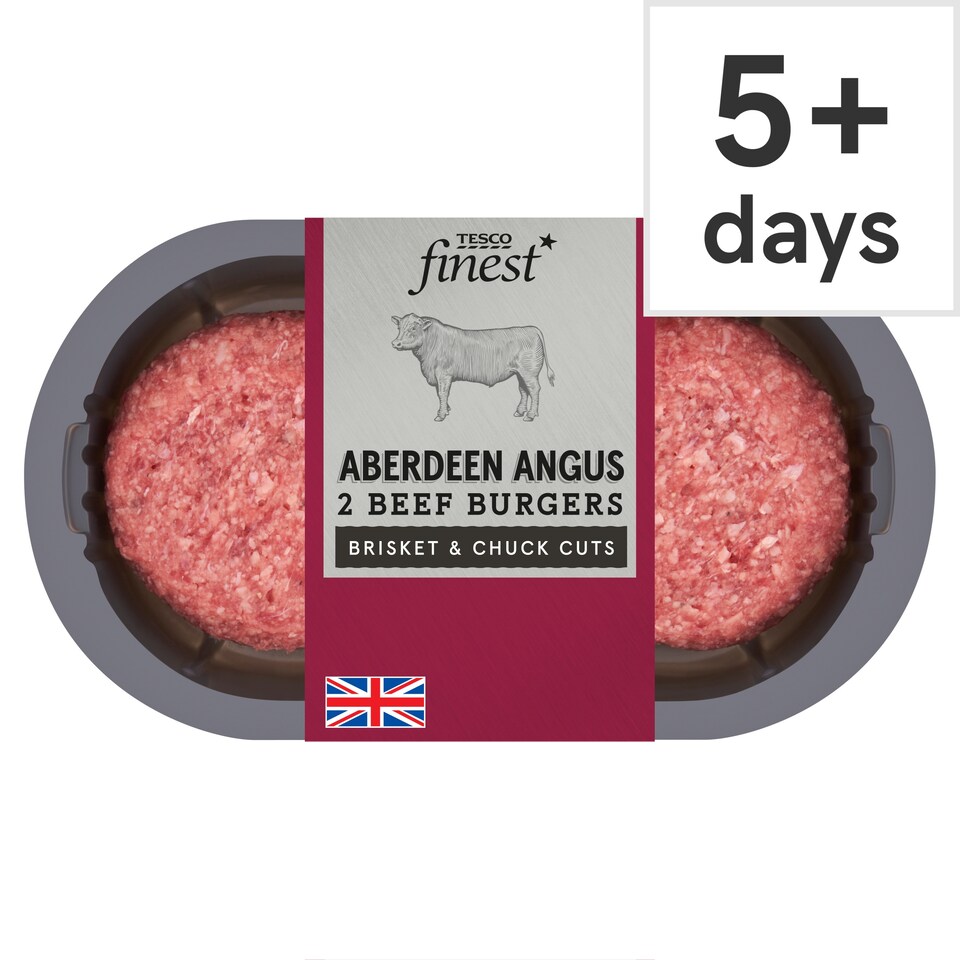 Tesco Finest Aberdeen Angus 2 Beef Burgers 340g