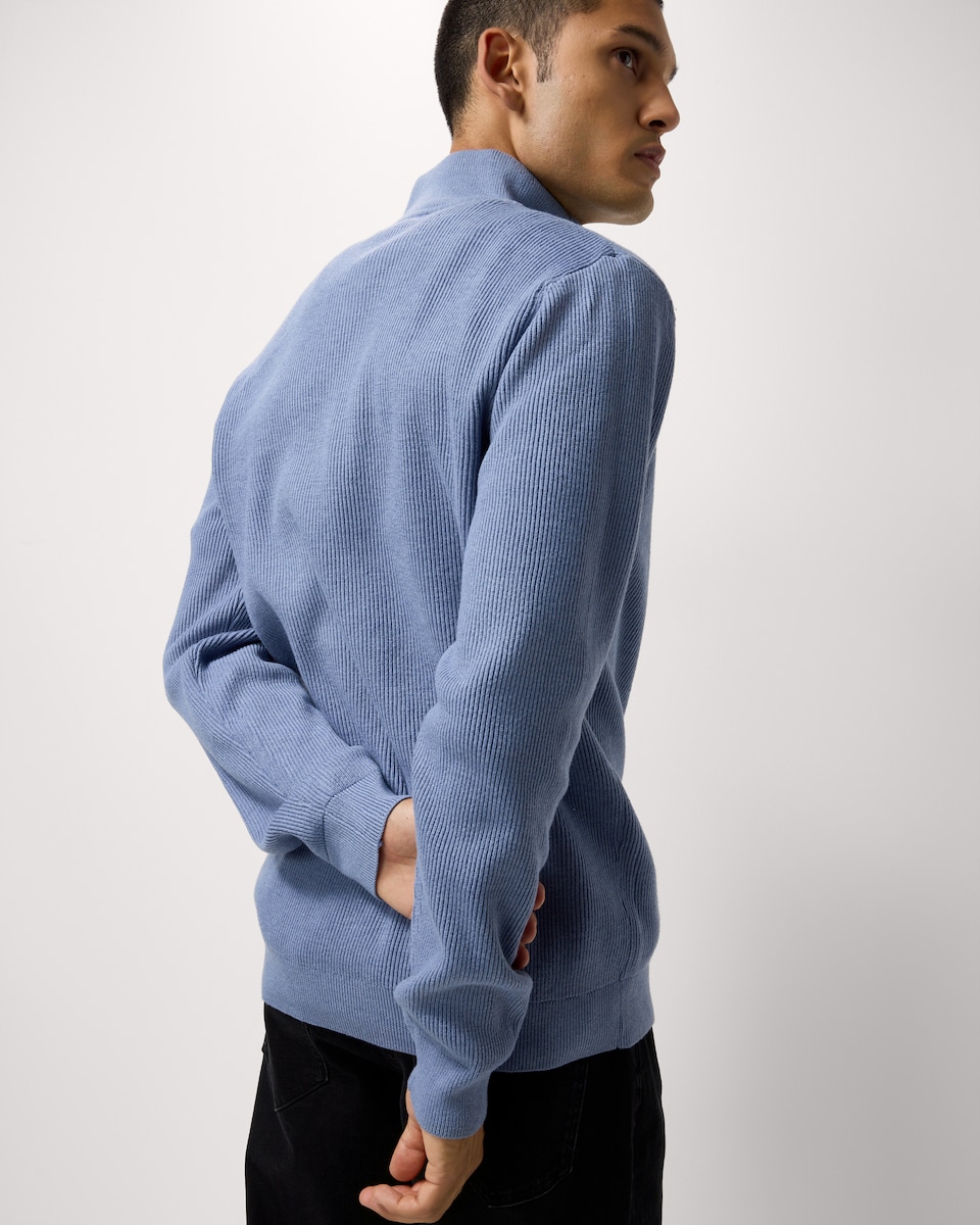 image 1 of F&F Ribbed Half Zip Jumper in Blue