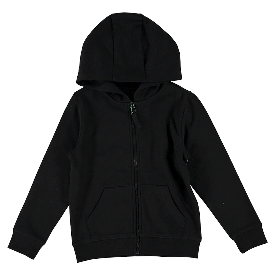 F&F School Unisex Cotton Rich Zip-Up Hoodie in Black