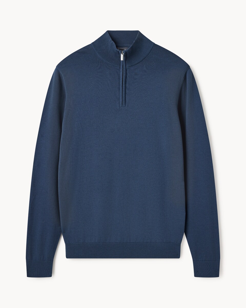 image 1 of F&F Pure Cotton Half Zip Jumper in Blue