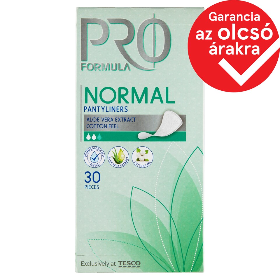 Tesco Pro Formula Normal Aloe Vera Panty Liners for Everyday Use 30 pcs
