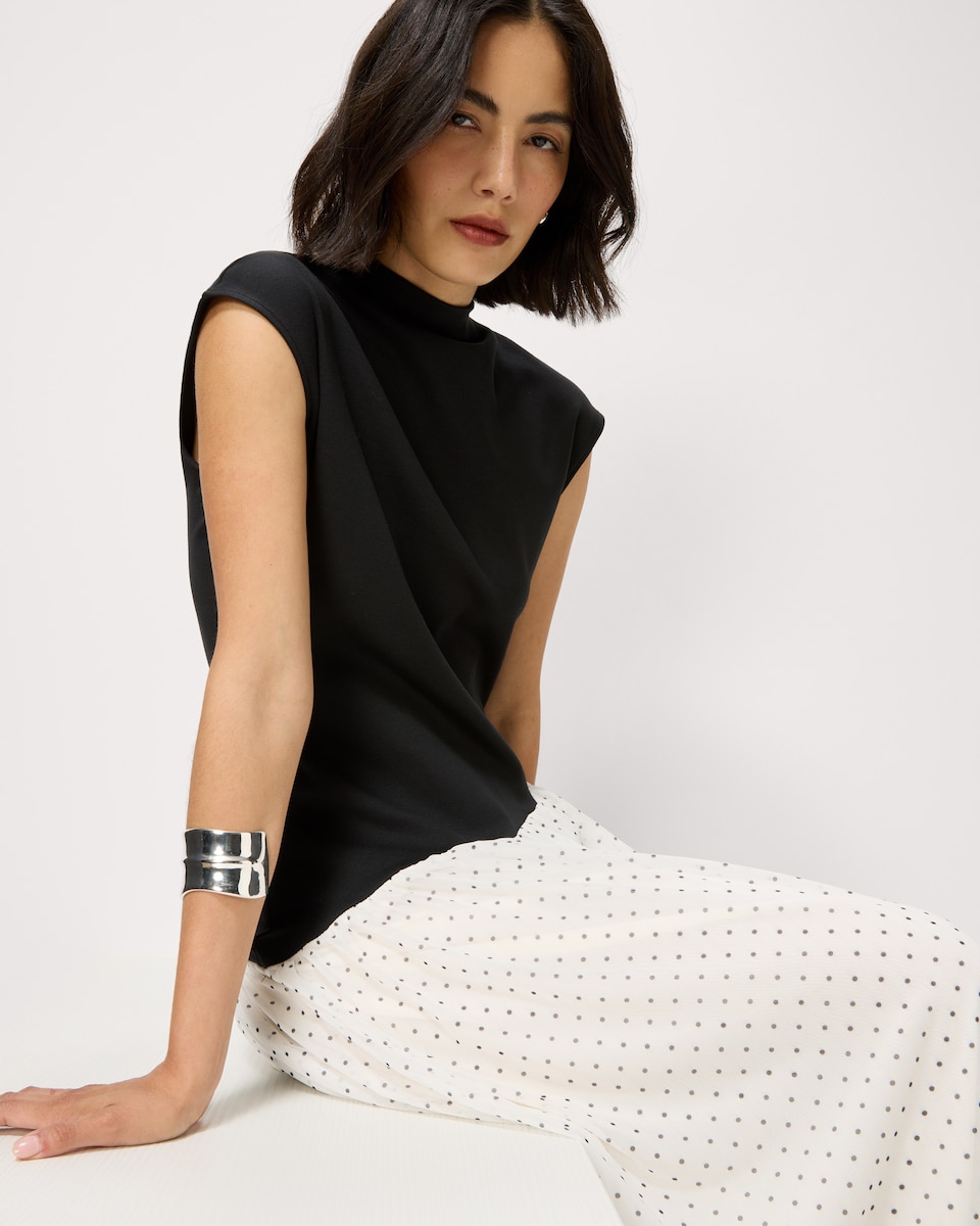 image 1 of F&F Cotton Rich Polka Dot Midi Dress in Multi Black