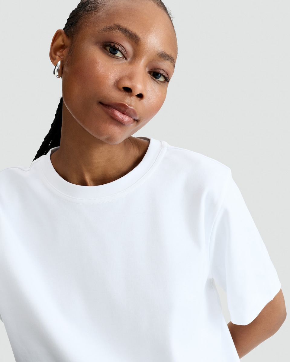 image 1 of F&F Pure Cotton Heavyweight Crew Neck T-Shirt in White