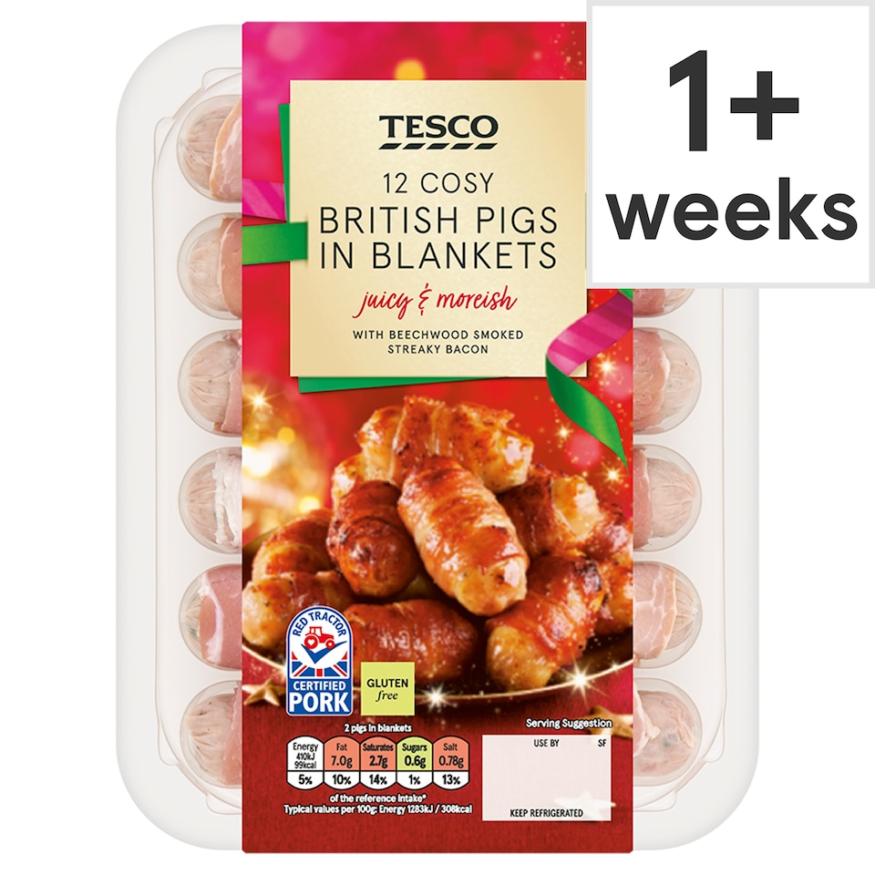 Tesco 12 British Pigs In Blankets 222G