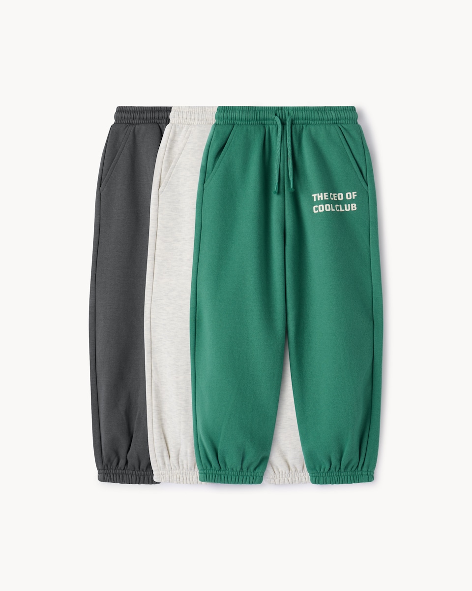 image 1 of F&F Boys 3-Pack Cotton Rich Cuffed Joggers in Green