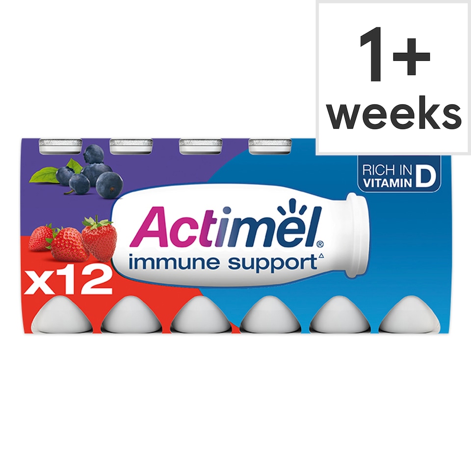 image 1 of Actimel Immune Support Yogurt Drink - Strawberry & Blueberry 12 x 100g