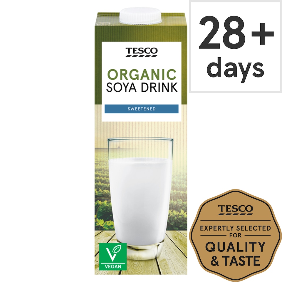 Tesco Organic Longlife Soya Drink Sweetened 1Ltr