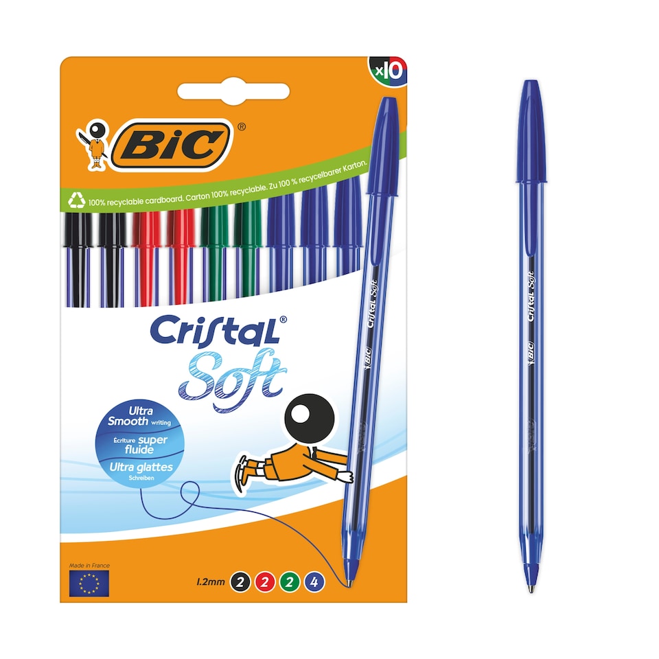 image 1 of Bic Cristal Soft Assorted Pens 10 Pack