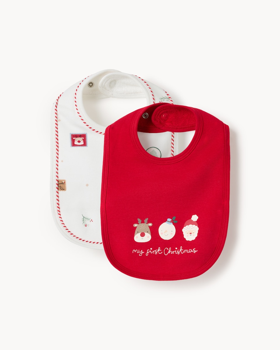 image 1 of Christmas Baby 2-Pack My First Christmas Bibs in Red