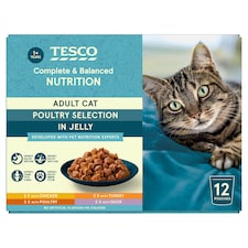 Tesco Adult Cat Poultry Selection In Jelly 12x100g