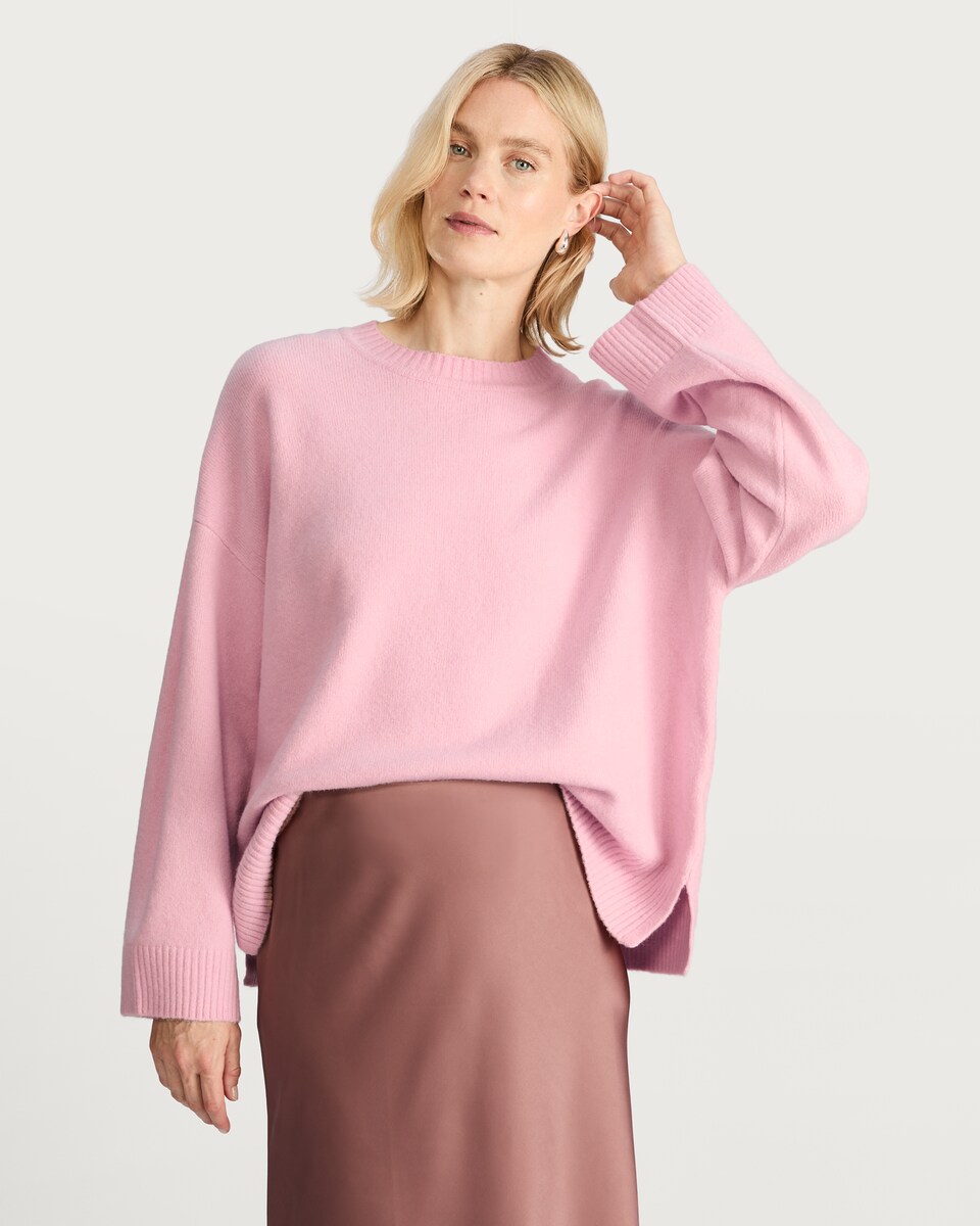 image 1 of F&F Knitted Slouchy Jumper with Wool in Pink