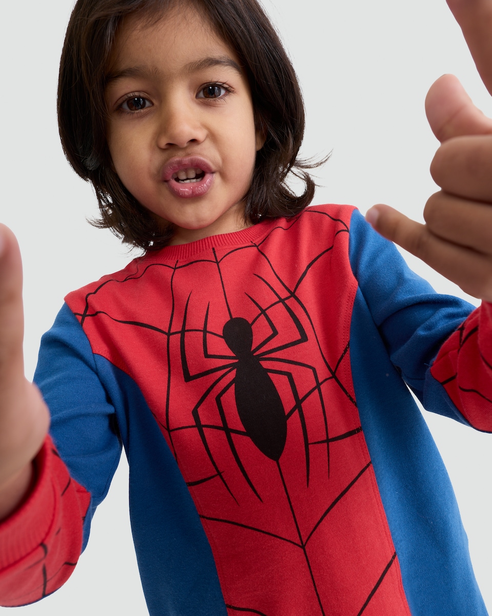 image 1 of Marvel Spider-Man Pure Cotton Pyjama Set in Red Multi