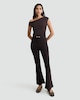 image 1 of F&F Flared Gold Chain Buckle Trousers in Chocolate