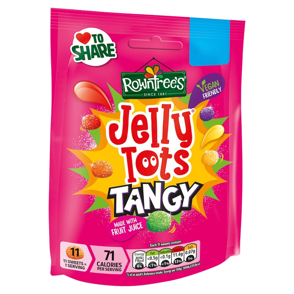 image 1 of ROWNTREES Jelly Tots Tangy Sweets Sharing Bag 140g