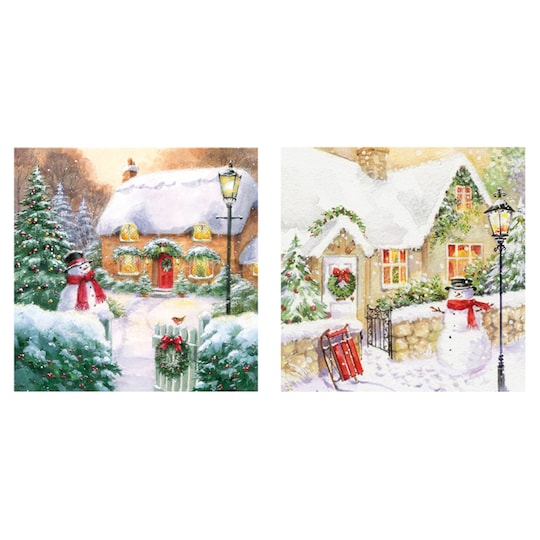 Tesco Christmas Cottage Cards 10 Pack